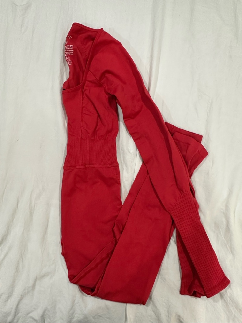 Free People Red good Karma Long Sleeve Onesie - Picture 2 of 6